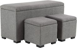 Set of 3 Modern Black Storage Stools