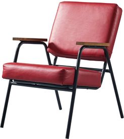 Versanora Denver Armchair With Metal Leg Wood Armrest Red Pu Leather