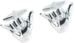 Bey-Berk Rhodium Plated "Hang Loose" Design Cufflinks