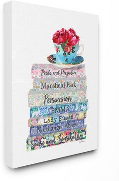Stupell Floral Book Stack Tea Cup