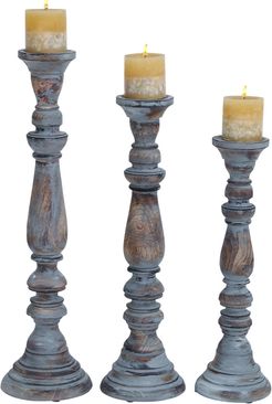 Set Of Three Wood Candle Stands