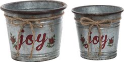 Transpac Rustic Handcraft Set of 2 Joy Containers