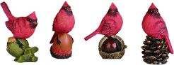 Transpac Traditions Set of 4 Mini Cardinal on Nut Figurines