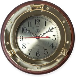 Bey-Berk Brass Porthole Quartz Clock