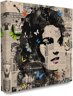 Stupell The Stupell Home Decor Collection Glam Fashion Kennedy Portrait on Newspaper with Butterflies