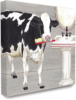 Stupell Bath Time For Cows at Sink Red Black and GreyPainting