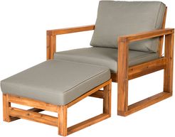 Hewson Acacia Wood Outdoor Patio Chair and Ottoman