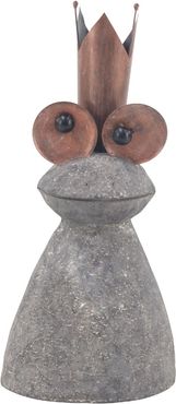 Distressed Polystone & Iron Frog Sculpture