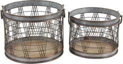 Round Gold & Silver Metal Outdoor Planters Set of 2