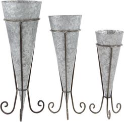 Set of 3 Cone-Shaped Iron Planters