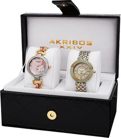 Akribos XXIV Women's Set of 2 Diamond Watches