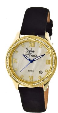 Sophie and Freda Women's Monaco Swiss Crystal Crocodile-Embossed Leather Watch