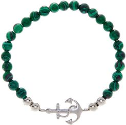 Dell Arte Stainless Steel Green Turquoise Adjustable Anchor Bracelet