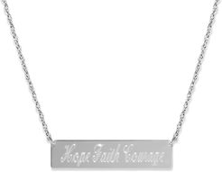 Jane Basch Silver Hope Faith Courage Bar Necklace