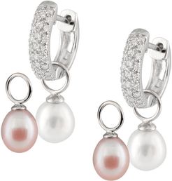 Splendid Pearls Rhodium Plated 7.5-8mm Freshwater Pearl Earrings