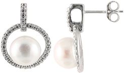 Splendid Pearls Silver 8-9mm Freshwater Pearl Earrings