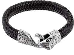 Eye Candy Los Angeles Luxe Collection Jerry Snake Head Leather & Stainless Steel Bracelet