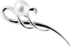 Splendid Pearls Silver 8-8.5mm Cultured Freshwater Pearl Brooch