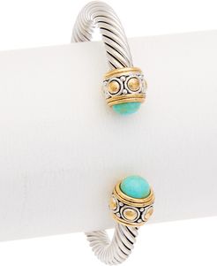 Juvell 18K Two-Tone Plated Turquoise Bangle