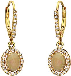 Forever Creations Gold Over Silver 1.40 ct. tw. Diamond & Opal Earrings