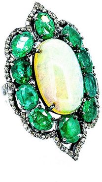 Arthur Marder Fine Jewelry Silver 7.75 ct. tw. Diamond & Gemstone Ring