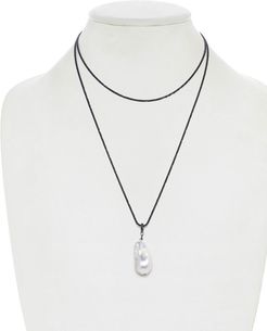 Margo Morrison New York Silver Black Spinel & 13-15mm Pearl 36in Necklace