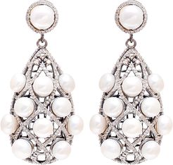 Arthur Marder Fine Jewelry Silver 3.00 ct. tw. Diamond & Pearl Earrings