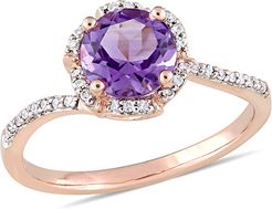 14K Rose Gold 1.40 ct. tw. Diamond Amethyst Ring