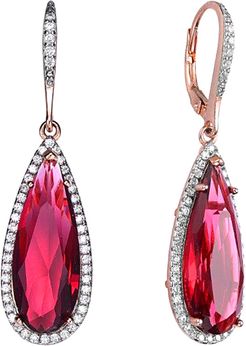 Genevive CZ Pear Pop of Color Drop Earring