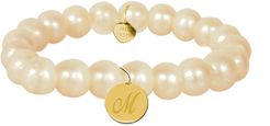 Jane Basch 14K 9-11mm Pearl Initial Stretch Bracelet (A-Z)