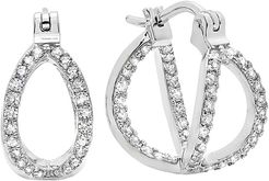 Crislu Platinum-Plated Silver CZ Criss Cross Hoops