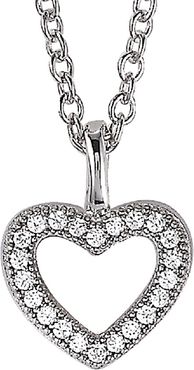 Crislu Platinum-Plated Silver CZ Heart Necklace