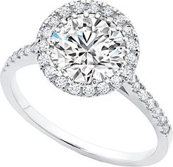 Crislu Silver & Platinum CZ Halo Ring