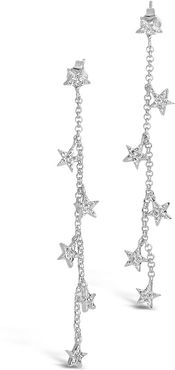 Sterling Forever Rhodium Plated CZ Star Drop Earrings