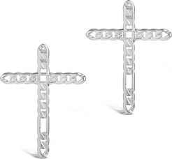 Sterling Forever Rhodium Plated Linked Cross Earrings