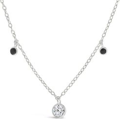 Sterling Forever Silver CZ & Enamel Charm Necklace