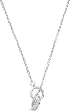 Sterling Forever Rhodium Plated CZ Interlocking Circle Pendant Necklace
