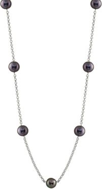 Splendid Pearls Rhodium Plated Silver 8-8.5mm Pearl Necklace