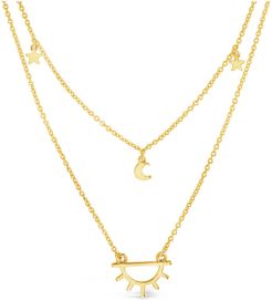 Sterling Forever 14K Plated Moon, Star, & Sun Necklace