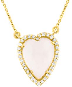 Adornia Fine Jewelry 14K 6.30 ct. tw. Diamond & Rose Quartz Halo HeartNecklace