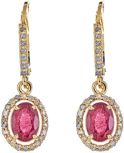 Forever Creations 18K Gold Over Silver 1.67 ct. tw. Diamond & Ruby Drop Earrings