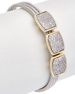 Juvell 18K Plated CZ Twisted Cable Cuff Bracelet