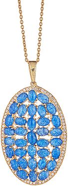 Forever Creations 18K Over Silver 0.37 ct. tw. Sapphire & Simulated Diamond 36in Necklace