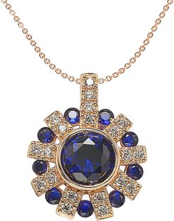 Suzy Levian Rose Gold Over Silver 3.50 ct. tw. Sapphire Starburst Pendant