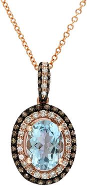 Effy 14K Rose Gold 1.42 ct. tw. Diamond & Aquamarine Pendant Necklace