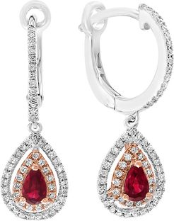 Effy Fine Jewelry 14K Two-Tone 0.87 ct. tw. Diamond & Ruby Earrings