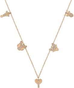 Amorium 18K Rose Gold Over Silver CZ Charms Necklace