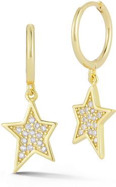 Sphera Milano Gold Over Silver Star Huggie Earrings