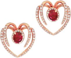 Diana M. Fine Jewelry 14K 1.34 ct. tw. Diamond & Ruby Ear Jackets