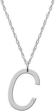Jane Basch Silver Diamond Block 24in Initial Necklace (A-Z)